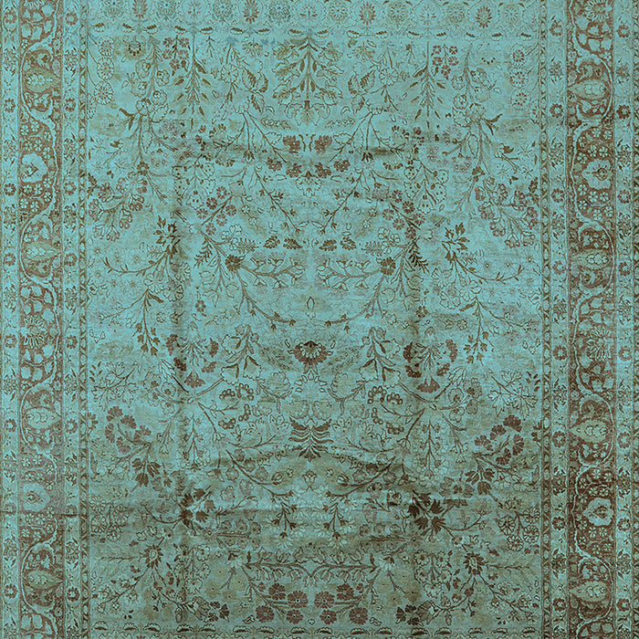 Machine Washable Oriental Light Blue Industrial Rug, wshurb3100lblu
