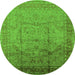 Round Oriental Green Industrial Rug, urb3100grn