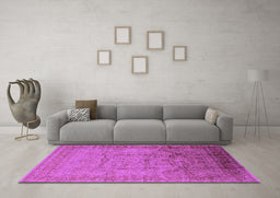 Machine Washable Oriental Purple Industrial Area Rugs in a Living Room, wshurb3100pur