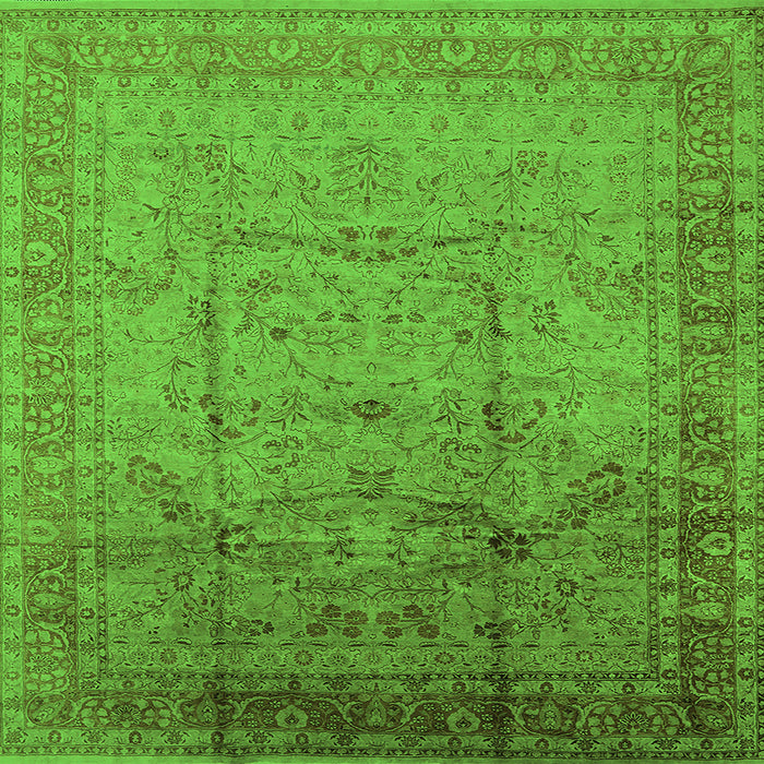 Square Machine Washable Oriental Green Industrial Area Rugs, wshurb3100grn