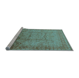 Sideview of Machine Washable Oriental Light Blue Industrial Rug, wshurb3100lblu