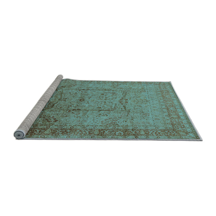 Sideview of Machine Washable Oriental Light Blue Industrial Rug, wshurb3100lblu