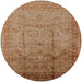 Round Mid-Century Modern Mahogany Brown Oriental Rug, urb3100