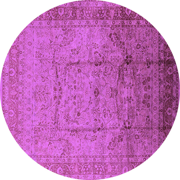 Round Machine Washable Oriental Purple Industrial Area Rugs, wshurb3100pur