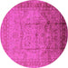 Round Oriental Pink Industrial Rug, urb3100pnk