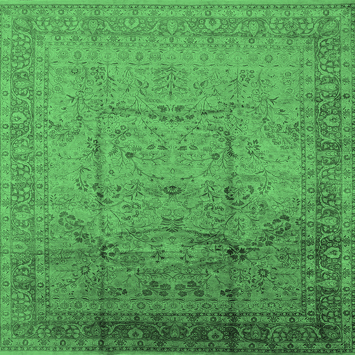 Square Machine Washable Oriental Emerald Green Industrial Area Rugs, wshurb3100emgrn