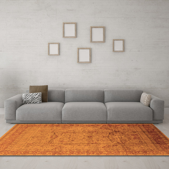 Machine Washable Oriental Orange Industrial Area Rugs in a Living Room, wshurb3100org