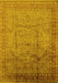 Machine Washable Oriental Yellow Industrial Rug, wshurb3100yw