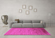 Machine Washable Oriental Pink Industrial Rug in a Living Room, wshurb3100pnk