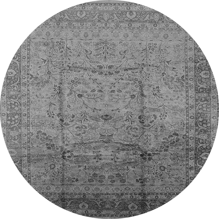 Round Machine Washable Oriental Gray Industrial Rug, wshurb3100gry