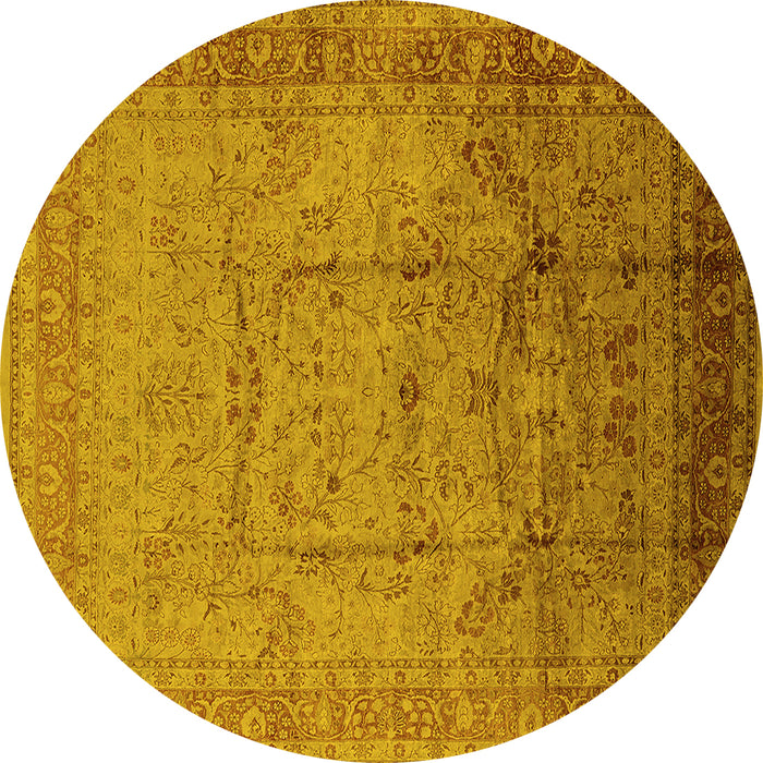 Round Oriental Yellow Industrial Rug, urb3100yw