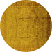 Round Oriental Yellow Industrial Rug, urb3100yw