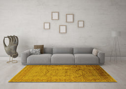 Machine Washable Oriental Yellow Industrial Rug in a Living Room, wshurb3100yw