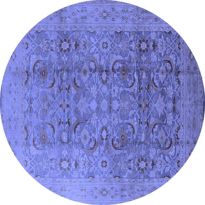Round Oriental Blue Industrial Rug, urb3101blu