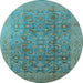 Round Oriental Light Blue Industrial Rug, urb3101lblu