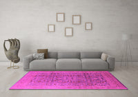 Machine Washable Oriental Pink Industrial Rug, wshurb3101pnk