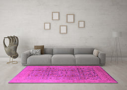 Machine Washable Oriental Pink Industrial Rug in a Living Room, wshurb3101pnk