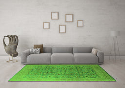 Machine Washable Oriental Green Industrial Area Rugs in a Living Room,, wshurb3101grn