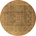 Round Oriental Brown Industrial Rug, urb3101brn