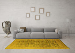 Machine Washable Oriental Yellow Industrial Rug in a Living Room, wshurb3101yw
