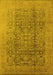 Machine Washable Oriental Yellow Industrial Rug, wshurb3101yw