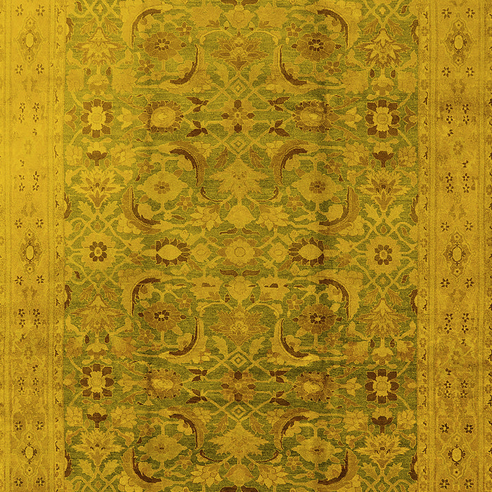 Machine Washable Oriental Yellow Industrial Rug, wshurb3101yw