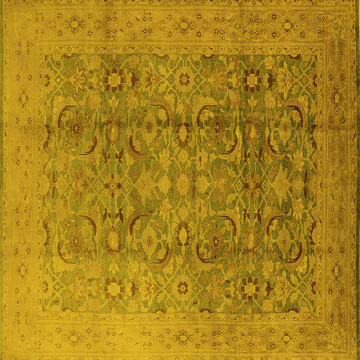 Square Machine Washable Oriental Yellow Industrial Rug, wshurb3101yw