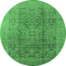 Round Oriental Emerald Green Industrial Rug, urb3101emgrn