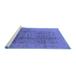 Sideview of Machine Washable Oriental Blue Industrial Rug, wshurb3101blu