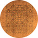 Round Oriental Orange Industrial Rug, urb3101org