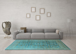 Machine Washable Oriental Light Blue Industrial Rug in a Living Room, wshurb3101lblu