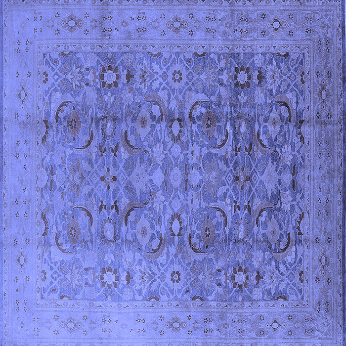 Square Machine Washable Oriental Blue Industrial Rug, wshurb3101blu