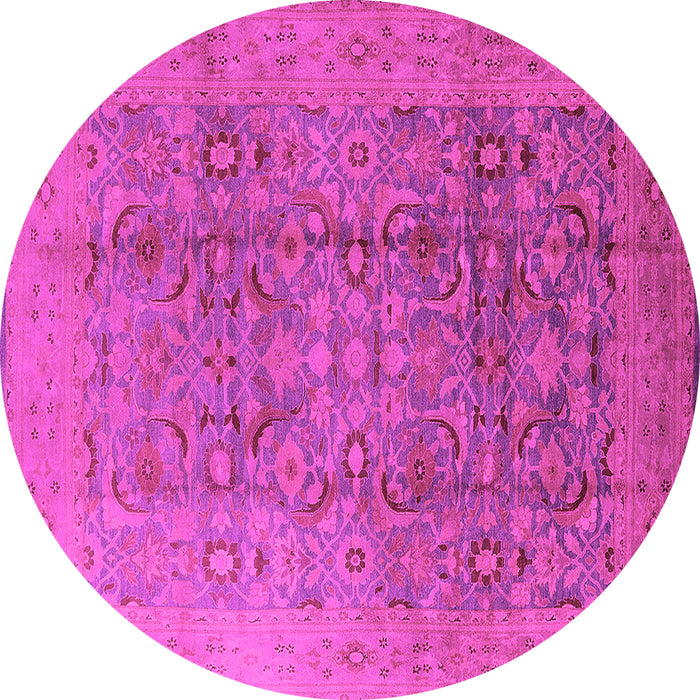 Round Machine Washable Oriental Pink Industrial Rug, wshurb3101pnk