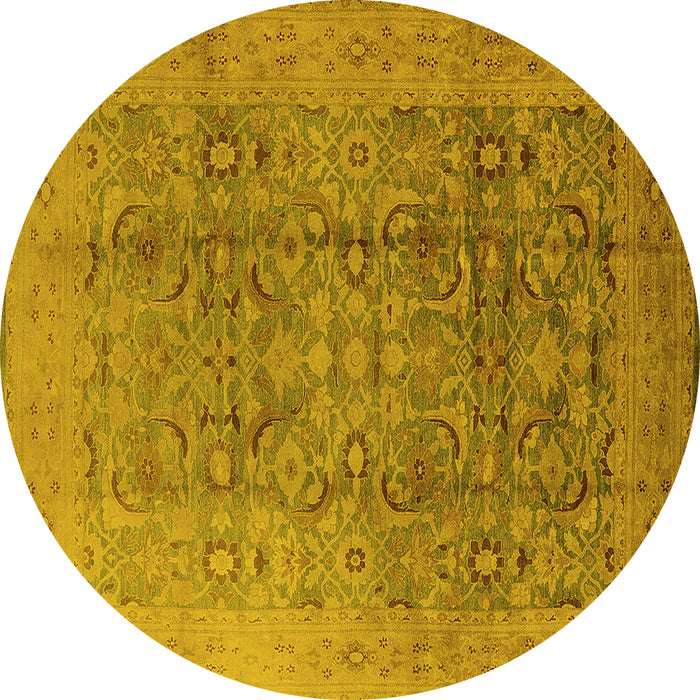 Round Oriental Yellow Industrial Rug, urb3101yw