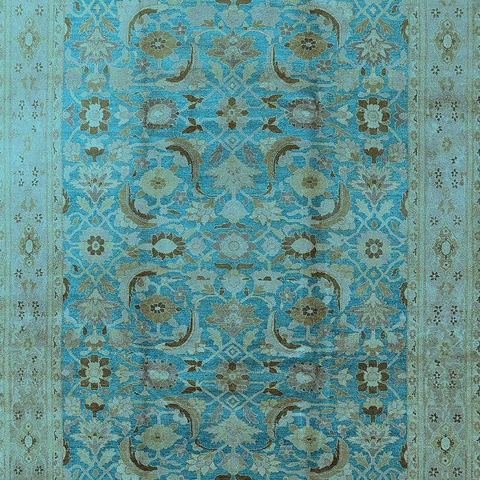Machine Washable Oriental Light Blue Industrial Rug, wshurb3101lblu