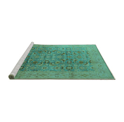 Sideview of Machine Washable Oriental Turquoise Industrial Area Rugs, wshurb3101turq