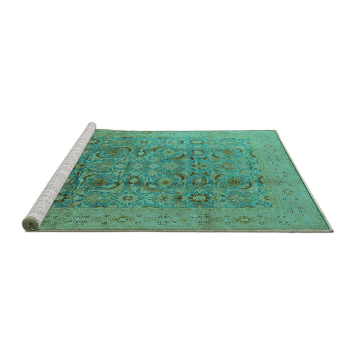 Sideview of Machine Washable Oriental Turquoise Industrial Area Rugs, wshurb3101turq
