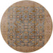 Round Mid-Century Modern Sienna Brown Oriental Rug, urb3101