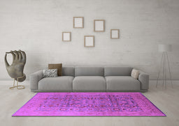Machine Washable Oriental Purple Industrial Area Rugs in a Living Room, wshurb3101pur