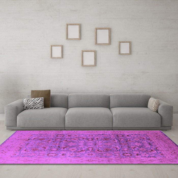Machine Washable Oriental Purple Industrial Area Rugs in a Living Room, wshurb3101pur