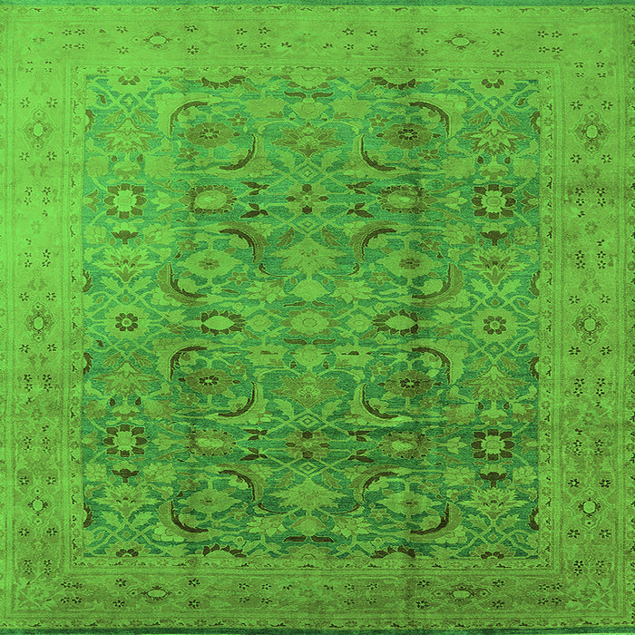 Square Machine Washable Oriental Green Industrial Area Rugs, wshurb3101grn