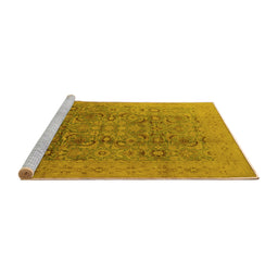 Sideview of Machine Washable Oriental Yellow Industrial Rug, wshurb3101yw