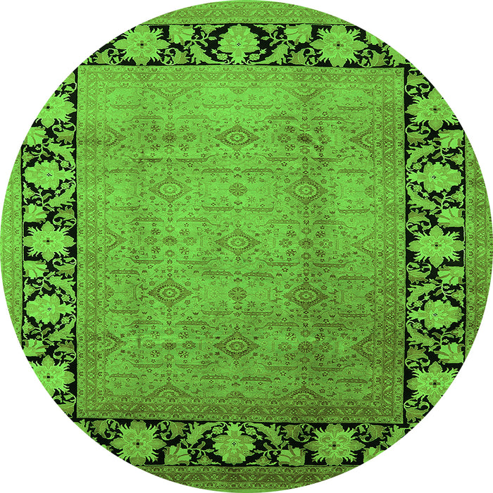 Round Oriental Green Industrial Rug, urb3102grn