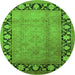 Round Oriental Green Industrial Rug, urb3102grn