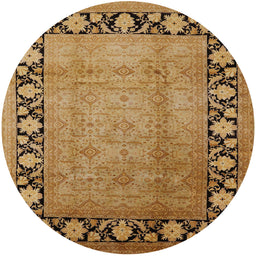 Round Mid-Century Modern Mahogany Brown Oriental Rug, urb3102