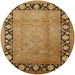 Round Mid-Century Modern Mahogany Brown Oriental Rug, urb3102