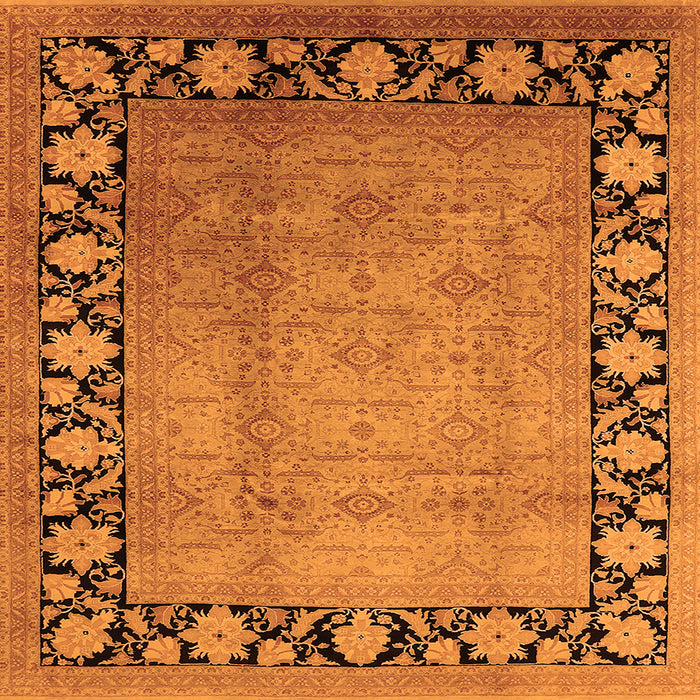 Square Machine Washable Oriental Orange Industrial Area Rugs, wshurb3102org