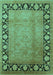 Machine Washable Oriental Turquoise Industrial Area Rugs, wshurb3102turq