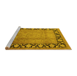 Sideview of Machine Washable Oriental Yellow Industrial Rug, wshurb3102yw