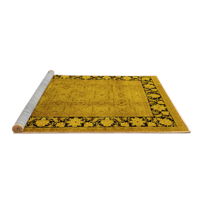 Sideview of Machine Washable Oriental Yellow Industrial Rug, wshurb3102yw